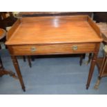 A GEORGE III MAHOGANY WRITING TABLE with single drawer. 83 cm x 92 cm x 55 cm.