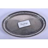 AN EDWARDIAN SILVER AND ENAMEL GREETINGS CARD TRAY. London 1909. 155 grams. 18 cm x 12 cm.