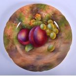 Royal Worcester plate painted with fruit on a mossy bank by Edward Townsend, signed, date mark 1938.