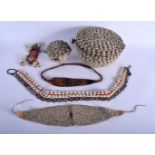 AN AFRICAN YORUBA COWRIE SHELL BOX AND COVER together with another box and similar items. Largest 21