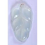 A CHINESE CARVED ICEY JADEITE PENDANT 20th Century. 4.5 cm x 3 cm.