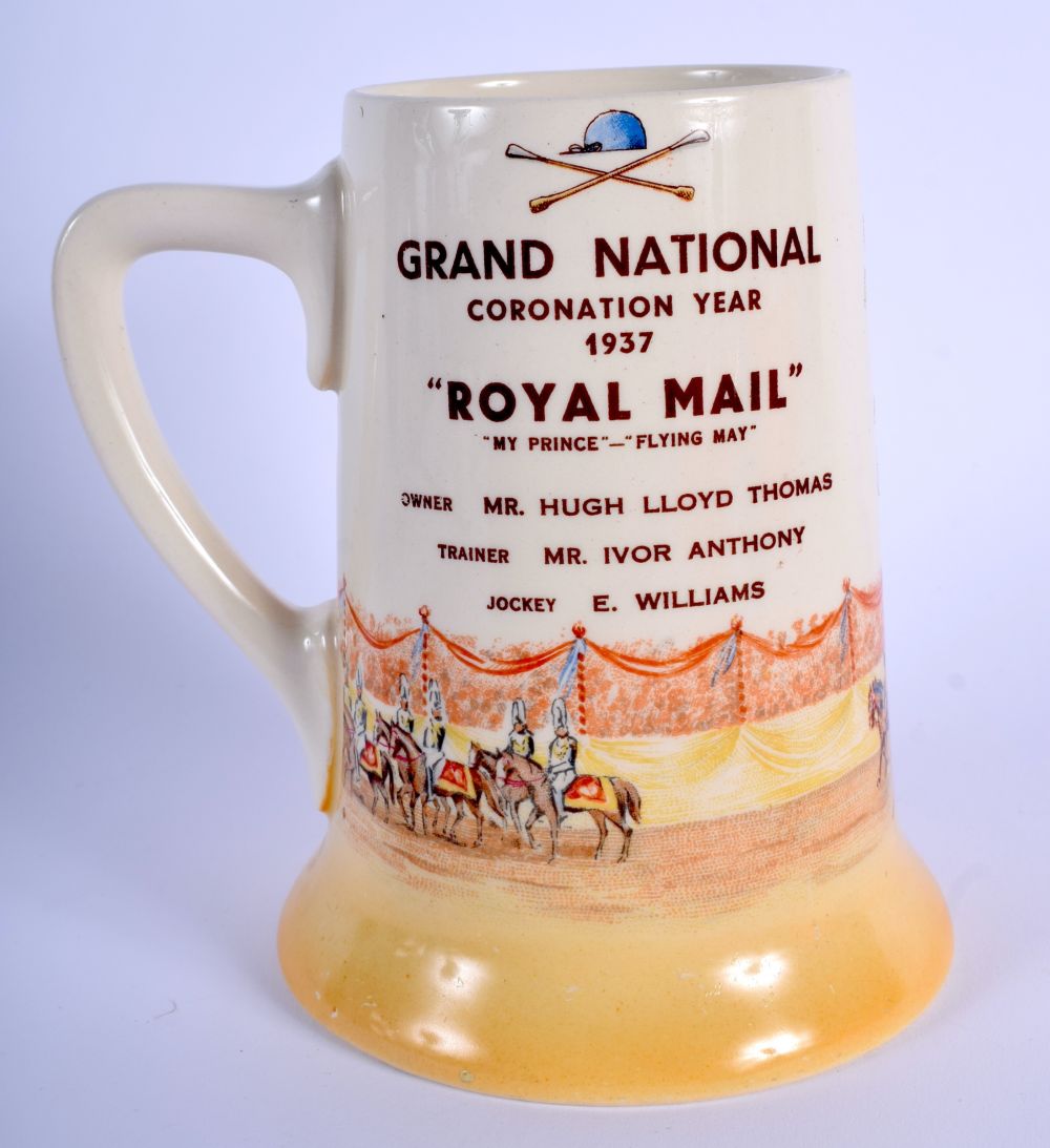 A RARE ROYAL DOULTON GRAND NATIONAL ROYAL MAIL 1937 MUG. 15 cm high. - Image 2 of 3