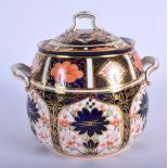 Royal Crown Derby two handled jar and cover painted with pattern 1128, date code 1925. 15.5cm high