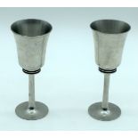A pair of Selangor pewter Freemasonry related chalices 15.5cm (2).