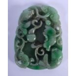 A CHINESE CARVED JADE PLAQUE 20th Century. 8.5 cm x 7.5 cm.