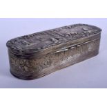 AN ANTIQUE DUTCH SILVER TOBACCO BOX AND COVER. 200 grams. 15 cm x 6 cm.