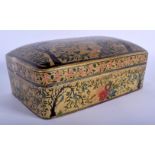 A LARGE EARLY 20TH CENTURY INDIAN PAINTED KASHMIR LACQUER BOX AND COVER painted with birds. 23 cm x