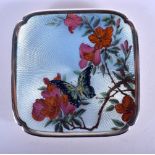 A VINTAGE SILVER AND ENAMEL PIN DISH by Mappin & Webb. 96 grams. 9.5 cm square.