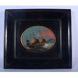 Chinese School (19th Century) Oil on canvas, junk boat. Image 17 cm x 15 cm.