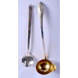 TWO SILVER SPOONS. 61 grams. Largest 20 cm long. (2)