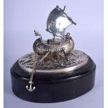 A CONTINENTAL SILVER GALLEON. 240 grams overall. 11 cm x 12 cm.