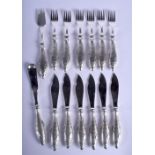 CONTINENTAL SILVER PLATED FISH KNIVES AND FORKS. (qty)