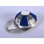 A SILVER JOCKEY HAT PIN CUSHION. 18 grams. 5.5 cm wide.