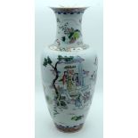 A Chinese famille Rose vase decorated with an official with servants by a river 45 x 20cm.