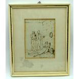 A small framed ink drawing probably by George Chinnery 1774-1852. 16 x 13cm.