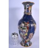 A LARGE RARE 19TH CENTURY CHINESE CLOISONNE ENAMEL BALUSTER VASE Late Qing, decorated with foliage a