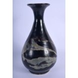 A CHINESE BLACK GLAZED JUNYAO STONEWARE VASE 20th Century. 25 cm high.