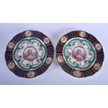 A PAIR OF 19TH CENTURY FRENCH SEVRES PORCELAIN CABINET PLATES painted with royal portraits within a