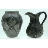 An Art deco Pewter vase together with a vase 15 x12cm (2).