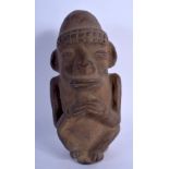 A SOUTH AMERICAN POTTERY ANTIQUITY FIGURAL VESSEL. 18 cm high.