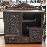 A JAPANESE MEIJI PERIOD SOFTWOOD LACQUERED TABLE CABINET. 65 cm x 60 cm. 18 cm.