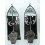 A pair of mirror and metal hanging baskets 56 x 20cm (2)