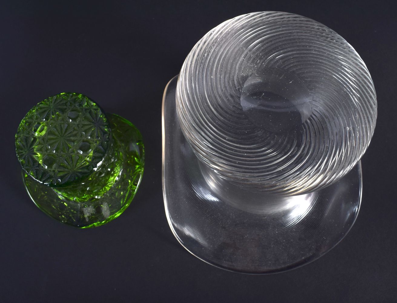 TWO ANTIQUE GLASS UPTURNED TOP HATS. 12 cm x 12 cm. - Image 4 of 4