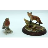 A Border fine arts figure of a fox and a German Goebal Robin 17 x 16cm (2).