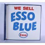 A RARE SHELL OIL ESSO BLUE DOUBLE SIDED ENAMEL SIGN. 43 cm x 43 cm.