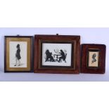 THREE ANTIQUE CONTINENTAL SILHOUETTES. Largest 30 cm x 27 cm. (3)