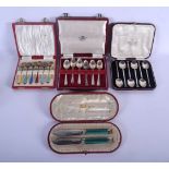 FOUR CASED SILVER ITEMS Sheffield 1902, 1928, Birmingham 1959, Sheffield 1961. 220 grams overall. (q