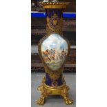 A HUGE 19TH CENTURY SEVRES PORCELAIN BALUSTER NAPOLEONIC VASE painted with battle scenes, supported