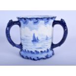 Royal Crown Derby three handled mug painted with sailing ships by W. E. J. Dean date mark for 1897.