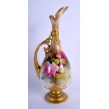 A ROYAL WORCESTER BLUSH IVORY EWER by E Spilsbury. 21 cm high.