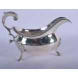 AN EARLY 19TH CENTURY ENGLISH SILVER SAUCEBOAT. London 1823. 405 grams. 20 cm x 13 cm.