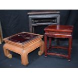A Chinese hardwood table together with two others . 52cm x 41cm (3).