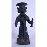 A 15TH/16TH CENTURY INDIAN BRONZE FIGURE OF KALI. 13 cm high.