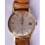 A GOLD OMEGA SEAMASTER WRISTWATCH. 44 grams. 3.75 cm wide.
