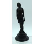 A small bronze figure of a female on a plinth 16cm.
