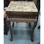 A RARE 19TH CENTURY CHINESE CARVED ENVELOPE FOLDING HONGMU GAMING TABLE decorated with dragons and f