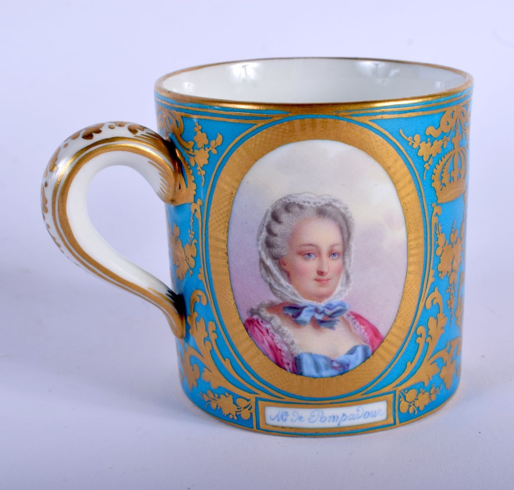 A FINE 19TH CENTURY SEVRES PORCELAIN CABINET CUP AND SAUCER painted with portraits and bands of foli - Image 3 of 20