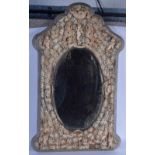 A 19TH CENTURY RENAISSANCE STYLE DIEPPE CARVED BONE MIRROR C1880 the oval bevelled mirror plate with