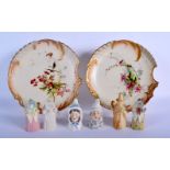 Royal Worcester pair of blush ivory plates moulded and painted with wild flowers, date mark 1903, Ro