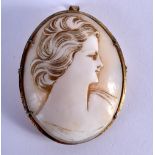 AN ANTIQUE YELLOW METAL CAMEO BROOCH. 4.5 cm x 4.5 cm.