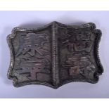 A LATE 19TH CENTURY CHINESE EXPORT SILVER BELT BUCKLE. 40 grams. 9 cm x 6 cm.