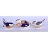 Royal Crown Derby paperweight of a Quail, a Wren and another. 11.5cm long (3)