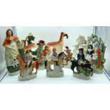 A collection of Staffordshire flatback figures 36cm (10).