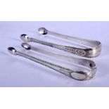 TWO PAIRS OF SILVER SUGAR NIPS. 66 grams. 14 cm long. (2)