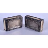 TWO VINTAGE FRENCH CARTIER MATCHBOX HOLDERS. 47 grams overall. 4.5 cm x 3 cm.