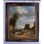 Swiss School (19th Century) Oil on canvas, Rural scenes. Image 54 cm x 42 cm.